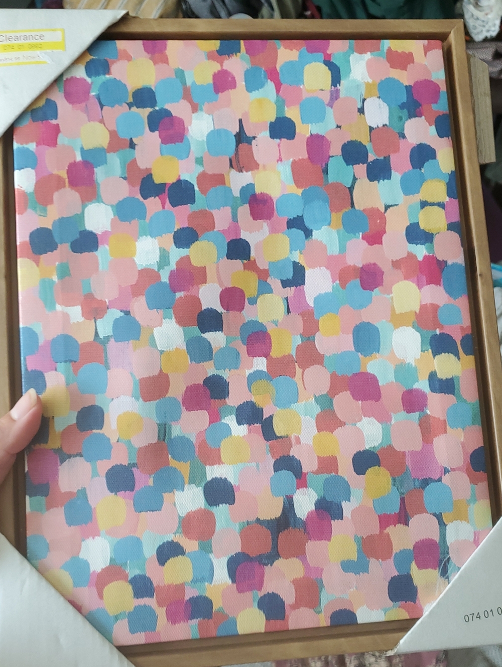 Colorful Confetti Abstract Wall Art in Pink, Blue & Yellow - Home Art